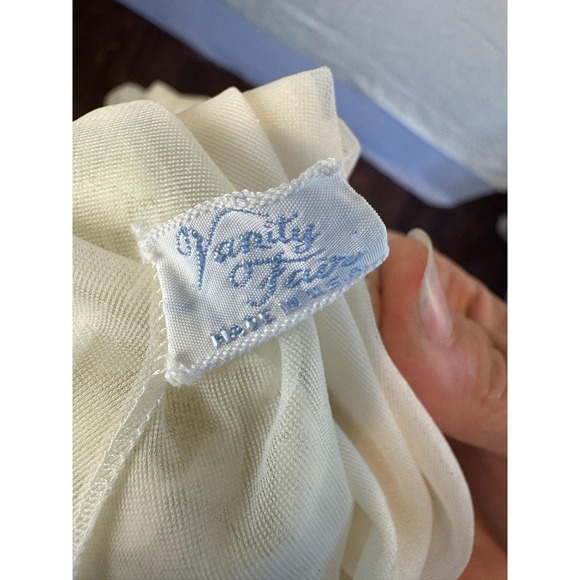 Vintage Sz 32 Bridal Robe Vanity Fair Ivory Sheer Chiffon Nightgown Peignoir S - Picture 9 of 9
